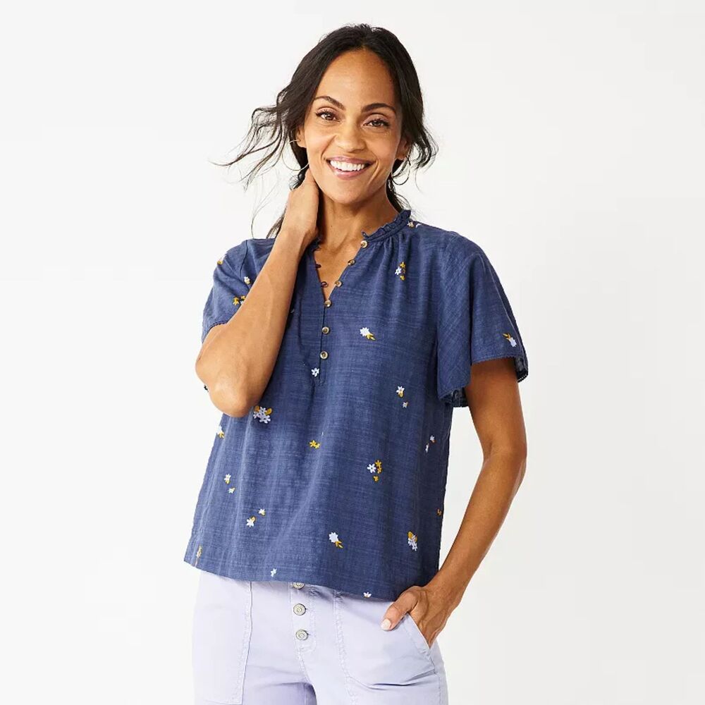Petite Sonoma Goods For Life Flutter Short Sleeve Top PXXL